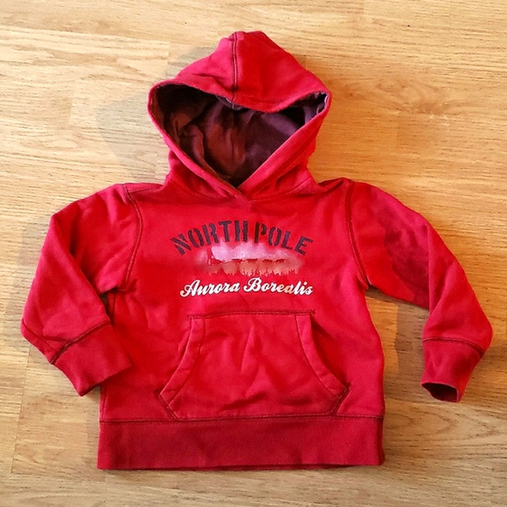 Lands End Boys Red North Pole Borealis Long Sleeve Hoodie Size 4T